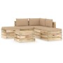 Garden furniture 6 pieces with green impregnated wood cushions by vidaXL, Garden sets - Ref: Foro24-3074654, Price: 554,93 €,...