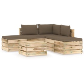 Gartenmöbel 6-teilig mit grün imprägnierten Holzkissen von vidaXL, Gartensets - Ref: Foro24-3074659, Preis: 550,99 €, Rabatt: %