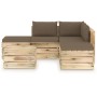 Garden furniture 6 pieces with green impregnated wood cushions by vidaXL, Garden sets - Ref: Foro24-3074659, Price: 550,99 €,...