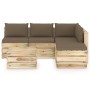 Garden furniture 6 pieces with green impregnated wood cushions by vidaXL, Garden sets - Ref: Foro24-3074707, Price: 598,97 €,...