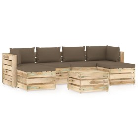 Garden furniture 7 pieces with green impregnated wood cushions by vidaXL, Garden sets - Ref: Foro24-3074719, Price: 694,50 €,...