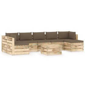 Garden furniture 8 pieces with green impregnated wood cushions by vidaXL, Garden sets - Ref: Foro24-3074755, Price: 824,99 €,...