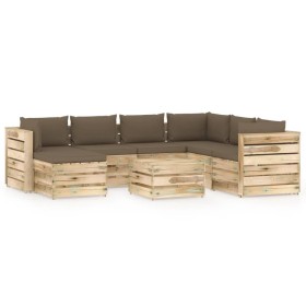 Garden furniture 8 pieces with green impregnated wood cushions by vidaXL, Garden sets - Ref: Foro24-3074779, Price: 879,61 €,...