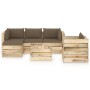 Garden furniture 6 pieces with green impregnated wood cushions by vidaXL, Garden sets - Ref: Foro24-3074851, Price: 635,93 €,...