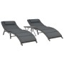 Set de muebles de jardín plegables 3 pzas ratán sintético gris de vidaXL, Tumbonas - Ref: Foro24-44815, Precio: 223,18 €, Des...