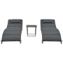 Set de muebles de jardín plegables 3 pzas ratán sintético gris de vidaXL, Tumbonas - Ref: Foro24-44815, Precio: 223,18 €, Des...