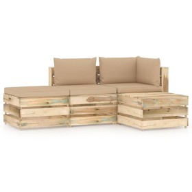 Garden furniture 4 pieces with green impregnated wood cushions by vidaXL, Garden sets - Ref: Foro24-3074594, Price: 355,99 €,...