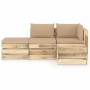 Garden furniture 4 pieces with green impregnated wood cushions by vidaXL, Garden sets - Ref: Foro24-3074594, Price: 355,95 €,...