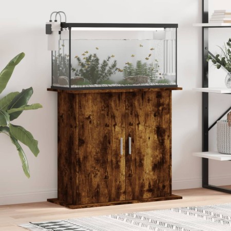 Aquariumhalterung aus Holzwerkstoff, geräucherte Eiche, 81 x 36 x 73 cm von vidaXL, Aquarium unterstützt - Ref: Foro24-833604...