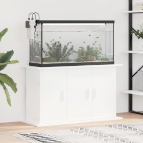 Glänzend weiße Aquariumhalterung aus Holzwerkstoff, 101 x 41 x 58 cm von vidaXL, Aquarium unterstützt - Ref: Foro24-833633, P...