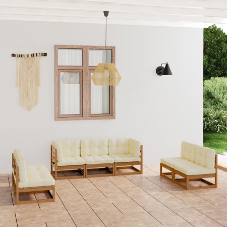 7-piece garden furniture set with solid pine wood cushions by vidaXL, Garden sets - Ref: Foro24-3076472, Price: 734,47 €, Dis...