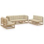 7-piece garden furniture set with solid pine wood cushions by vidaXL, Garden sets - Ref: Foro24-3076472, Price: 734,99 €, Dis...