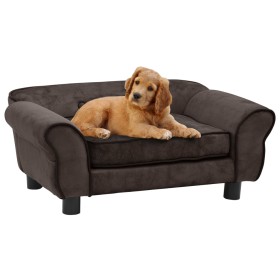 Sofá para perro felpa marrón 72x45x30 cm