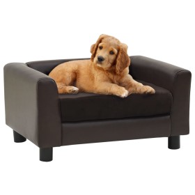 Plush and brown synthetic leather dog sofa 60x43x30 cm by vidaXL, Beds for dogs - Ref: Foro24-170961, Price: 82,81 €, Discoun...