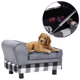 Gray plush dog sofa 57x34x36 cm by vidaXL, Beds for dogs - Ref: Foro24-170940, Price: 69,84 €, Discount: %