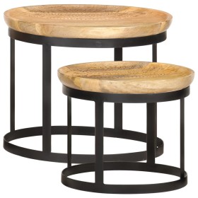 Round side tables 2 pcs solid mango wood and steel by vidaXL, Side tables - Ref: Foro24-286470, Price: 157,99 €, Discount: %