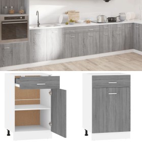 Armario bajo cocina madera ingeniería gris Sonoma 50x46x81,5 cm de vidaXL, Armarios de cocina - Ref: Foro24-815574, Precio: 6...