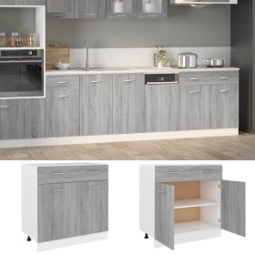 Sonoma gray plywood kitchen lower cabinet 80x46x81.5 cm by vidaXL, Kitchen cabinets - Ref: Foro24-815580, Price: 81,61 €, Dis...