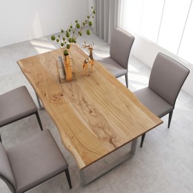 Mesa de comedor de madera maciza de acacia 180x90x76 cm de vidaXL, Mesas de cocina y de comedor - Ref: Foro24-286476, Precio:...