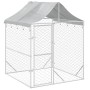 Perrera de exterior con toldo acero galvanizado plata 2x2x2,5 m de vidaXL, Casetas y cercados para perros - Ref: Foro24-15367...