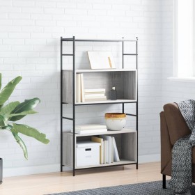 Sonoma gray engineering wood iron shelf 80x30x145.5 cm by vidaXL, Bookcases and shelves - Ref: Foro24-832801, Price: 67,43 €,...