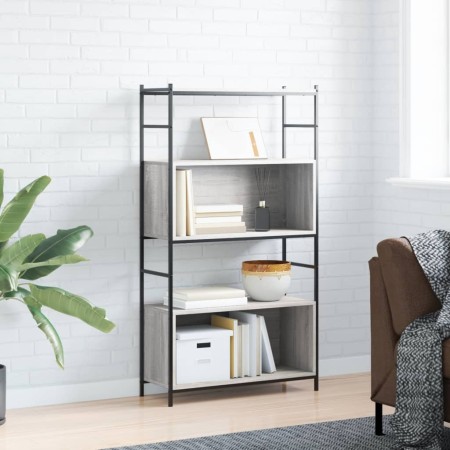 Sonoma gray engineering wood iron shelf 80x30x145.5 cm by vidaXL, Bookcases and shelves - Ref: Foro24-832801, Price: 67,35 €,...