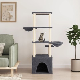 Rascador para gatos con postes de sisal gris oscuro 147 cm de vidaXL, Mobiliario para gatos - Ref: Foro24-171782, Precio: 67,...