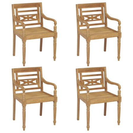 Batavia chairs 4 units solid teak wood by vidaXL, Garden chairs - Ref: Foro24-3073292, Price: 453,59 €, Discount: %