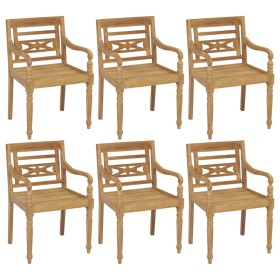 Batavia chairs 6 units solid teak wood by vidaXL, Garden chairs - Ref: Foro24-3073293, Price: 678,99 €, Discount: %