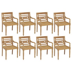 Batavia chairs 8 units solid teak wood by vidaXL, Garden chairs - Ref: Foro24-3073294, Price: 904,99 €, Discount: %