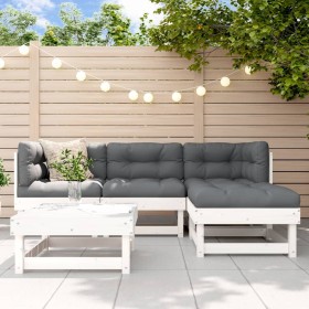 5-piece garden furniture set with solid white wood and cushions by vidaXL, Garden sets - Ref: Foro24-3185788, Price: 450,99 €...