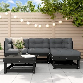 5-piece garden furniture set with black solid wood cushions by vidaXL, Garden sets - Ref: Foro24-3185791, Price: 452,43 €, Di...