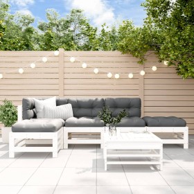 6-piece garden furniture set with solid white wood cushions by vidaXL, Garden sets - Ref: Foro24-3185914, Price: 555,99 €, Di...