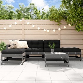 Garden furniture set 6 pieces and gray solid wood cushions by vidaXL, Garden sets - Ref: Foro24-3185908, Price: 500,89 €, Dis...