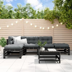 Garden furniture set 6 pieces and black solid wood cushions by vidaXL, Garden sets - Ref: Foro24-3185917, Price: 555,99 €, Di...