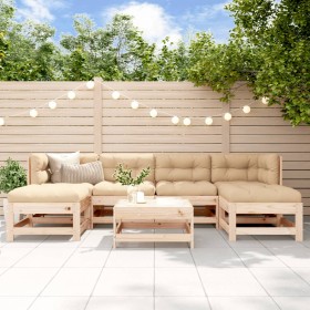 7-piece garden furniture set and solid wood cushions by vidaXL, Garden sets - Ref: Foro24-3185927, Price: 577,55 €, Discount: %