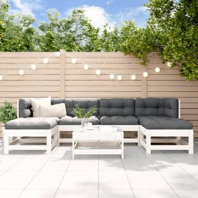 7-piece garden furniture set with solid white wood and cushions by vidaXL, Garden sets - Ref: Foro24-3185928, Price: 643,99 €...