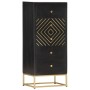 Solid black and gold mango wood chest of drawers 45x30x105 cm by vidaXL, Lockers and storage cabinets - Ref: Foro24-286513, P...