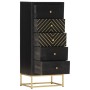 Solid black and gold mango wood chest of drawers 45x30x105 cm by vidaXL, Lockers and storage cabinets - Ref: Foro24-286513, P...