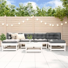 7-piece garden furniture set with solid white wood and cushions by vidaXL, Garden sets - Ref: Foro24-3185921, Price: 610,99 €...