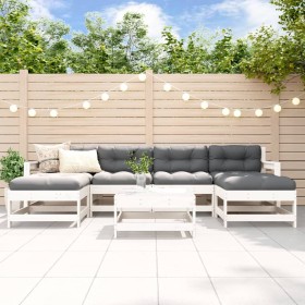 7-piece garden furniture set with solid white wood and cushions by vidaXL, Garden sets - Ref: Foro24-3185942, Price: 574,99 €...