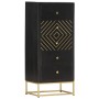 Solid black and gold mango wood chest of drawers 45x30x105 cm by vidaXL, Lockers and storage cabinets - Ref: Foro24-286513, P...