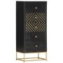 Solid black and gold mango wood chest of drawers 45x30x105 cm by vidaXL, Lockers and storage cabinets - Ref: Foro24-286513, P...