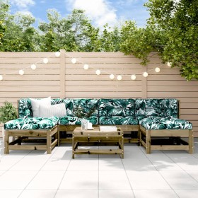 7-piece garden furniture set with impregnated pine wood cushions by vidaXL, Garden sets - Ref: Foro24-3185933, Price: 626,02 ...