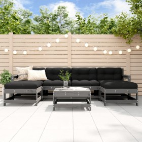 Garden furniture set 7 pieces and gray solid wood cushions by vidaXL, Garden sets - Ref: Foro24-3185936, Price: 607,99 €, Dis...