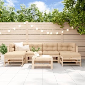 7-piece garden furniture set and solid wood cushions by vidaXL, Garden sets - Ref: Foro24-3185948, Price: 564,13 €, Discount: %