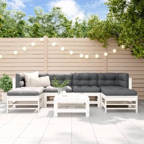 7-piece garden furniture set with solid white wood and cushions by vidaXL, Garden sets - Ref: Foro24-3185949, Price: 667,99 €...