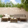 Garden furniture set 7 pieces and honey brown solid wood cushions by vidaXL, Garden sets - Ref: Foro24-3185951, Price: 668,73...