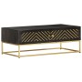 Solid black and gold mango wood coffee table 90x50x35cm by vidaXL, Coffee table - Ref: Foro24-286515, Price: 258,29 €, Discou...