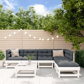 7-piece garden furniture set with solid white wood and cushions by vidaXL, Garden sets - Ref: Foro24-3185956, Price: 626,99 €...